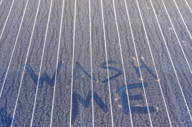 Dirty solar panels before cleaning